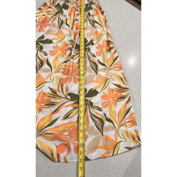 Roxy Bungalow Midi Dress Floral Size SP Hawaiian Smocked Halter Boho Coastal - Picture 7 of 9